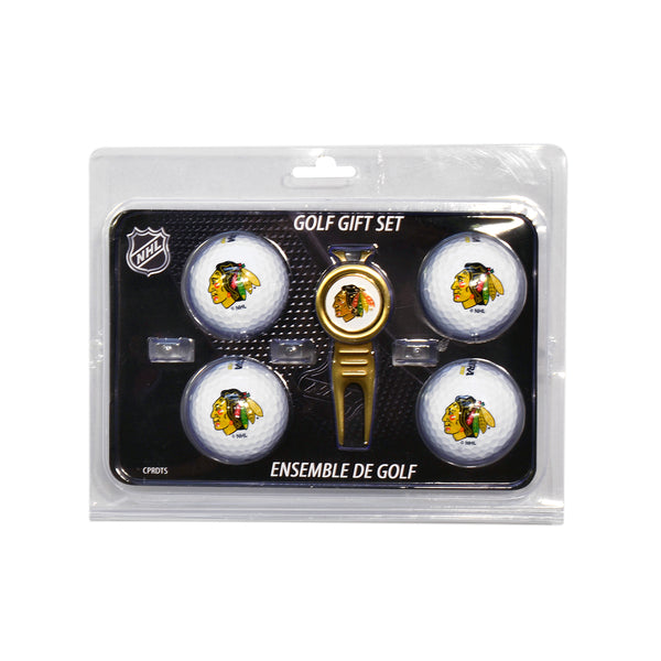 Chicago Blackhawks Divot Tool & 4 Ball Gift Set